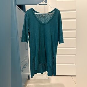 Anthropologie Left of Center Tunic Tee Forest Green/Blue Size L